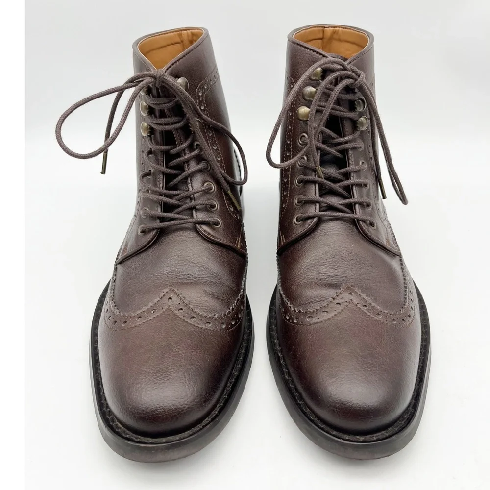 WVS Vegan Leather Lace Up Brown Boot. Size 42